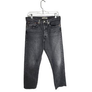 Levis Wedgie Straight womens 30 button fly black/gray classic premium denim